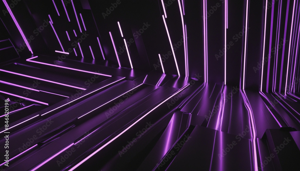 Wall mural neon geometric lines create a vibrant 3d abstract background with a cosmic, cyberpunk twist