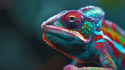 Obraz premium chameleon, panther chameleon, Furcifer pardalis, Madagascar, close-up, macro, reptile, camouflage, lizard, Nosy Be, Ambanja, texture, scales, animal, Ambilobe, wallpaper, background, photography
