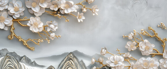 Japanese, art, wall painting, gold decor, traditional, culture, Japan, artistic, design, aesthetic, decoration, interior, oriental, elegant, craftsmanship, vintage, luxurious, ornate, classic, beauty