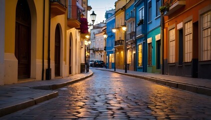 Obraz premium A beautiful street with colorful and attractive buildings