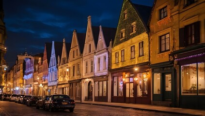 Obraz premium A beautiful street with colorful and attractive buildings