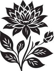 Black Flower Silhouette Vector Illustration Editable on Transparent Background