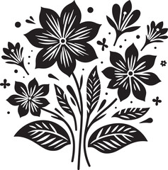 Black Flower Silhouette Vector Illustration Editable on Transparent Background