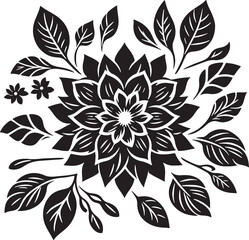Black Flower Silhouette Vector Illustration Editable on Transparent Background