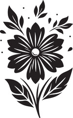 Black Flower Silhouette Vector Illustration Editable on Transparent Background