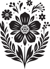 Black Flower Silhouette Vector Illustration Editable on Transparent Background