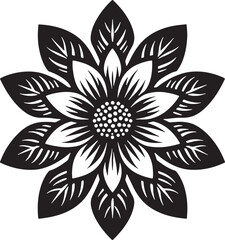 Black Flower Silhouette Vector Illustration Editable on Transparent Background