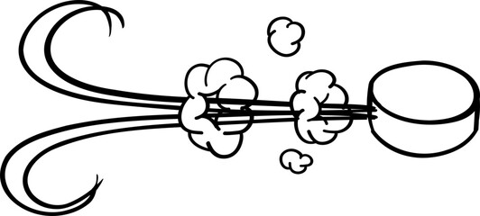 Doodle sports ball trajectory rebound. Hockey Vector Illustration. Line art style isolated on white background