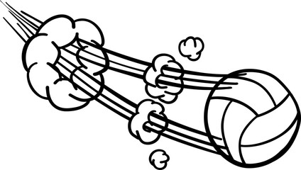 Doodle sports ball trajectory rebound. Volleyball Vector Illustration. Line art style isolated on white background