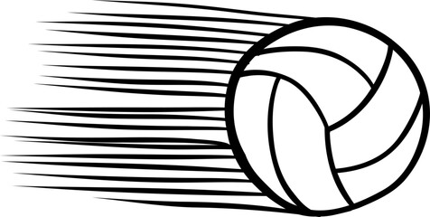 Doodle sports ball trajectory rebound. Volleyball Vector Illustration. Line art style isolated on white background