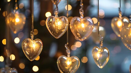 hanging glass heart lights, romantic and dreamy