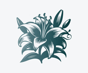 Lily flower silhouette vector illustration