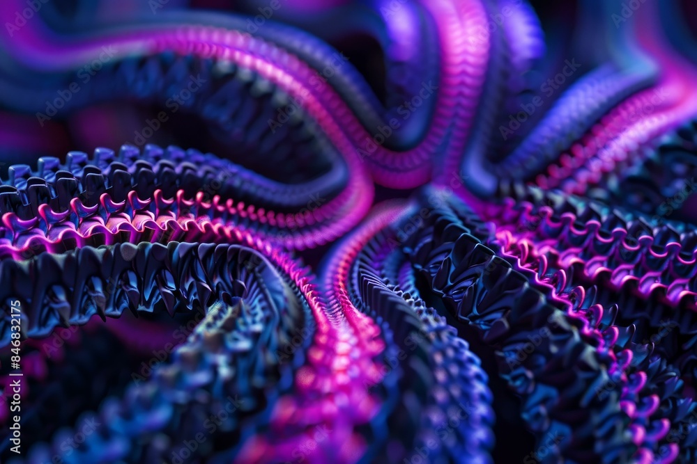 Poster vivid neon colors create mesmerizing fractal waves in a seamless abstract pattern