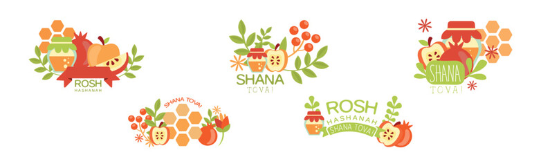 Rosh Hashanah Symbol and Object Composition Vector Set