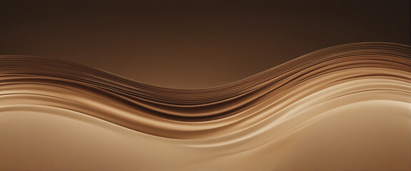 Smooth gradient wave in elegant brown and beige hues on a dark background with soft texture effect perfect for website headers and banners