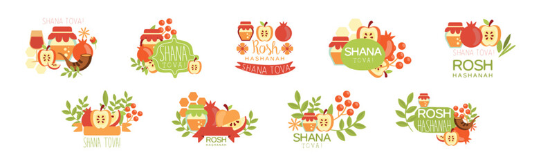 Rosh Hashanah Symbol and Object Composition Vector Set
