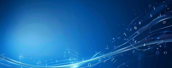 Abstract blue digital background with floating numbers in a futuristic design