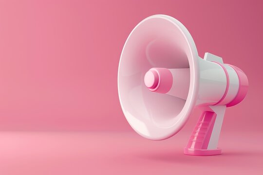 Pink and white megaphone themed speech bubble for cartoon style communication - Powered by Adobe