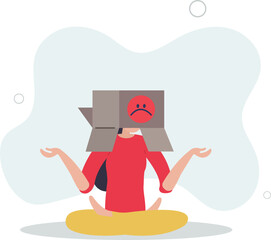 Unhappy employee or unsatisfied customer, depressed from overworked or business failure, anxiety or stressed from work.flat illustration.