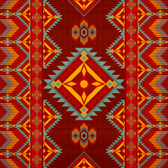 Navajo tribal seamless pattern. Native American ornament. Ethnic South Western decor style. Boho geometric ornament. 