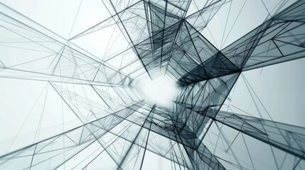 Obraz premium Futuristic 3D Wireframe Structures of Geometric Shapes for Engineering and Technology Presentations