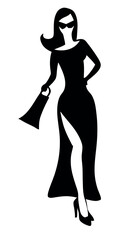 A shopping woman holding a bag standing pose victor silhouette 