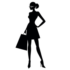 A shopping woman holding a bag standing pose victor silhouette 