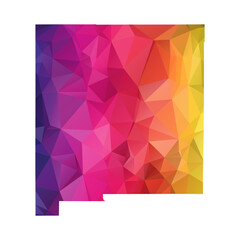 Fototapeta premium Abstract Polygon Map - Vector illustration Low Poly Color Rainbow New Mexico map of isolated. Vector eps10.