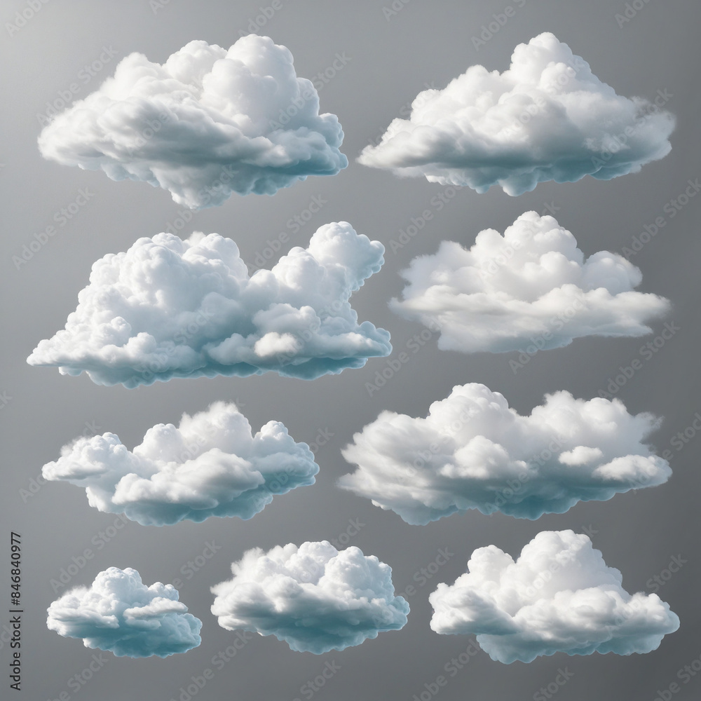 Canvas Prints abstract three-dimensional cloud renderings isolated on a transparent background, ideal for clip art