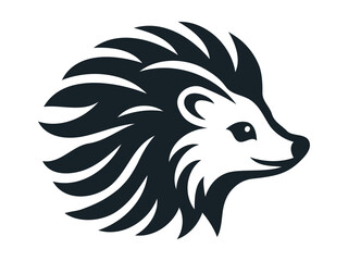 Hedgehog head logo icon silhouette vector illustration. Black Porcupine Quill Vector Porcupine Spike Modern Symbol