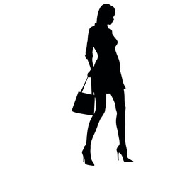 A shopping woman holding a bag standing pose victor silhouette 