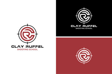 Pro Shoot School Logo. Firearms instructor, CR Letter,   Shooting Instructor vector design for t shirt print, invitation card, shooting event poster, web banner, competitions advertisement flyer.