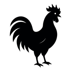 a rooster vector silhouette, white background