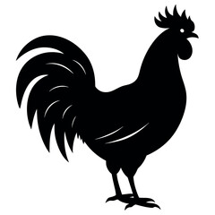 a rooster vector silhouette, white background