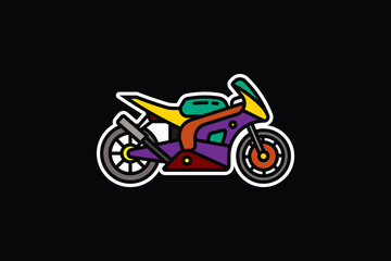 Obraz premium Original vector illustration. The contour icon of a racing sports motorcycle. Superbike.
