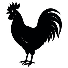 a rooster vector silhouette, white background