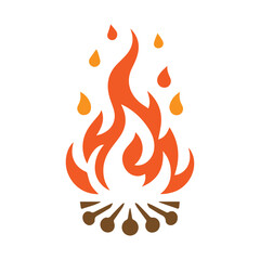 Wooden bonfire clip art flat design
