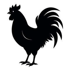 a rooster vector silhouette, white background