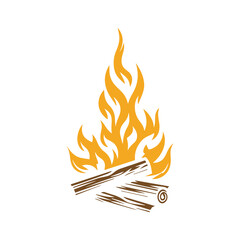 Wooden bonfire clip art flat design