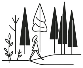 Nature Travel Silhouette, Perfect for Adventure and Outdoor Themes - Flat Vector Illustration