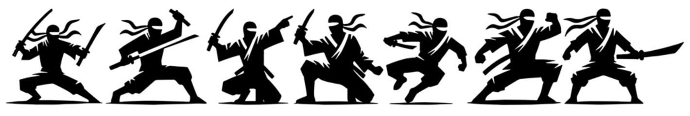Ninja Silhouette, Perfect for Martial Arts and Stealth Themes - Flat Vector Illustration © Tollaru