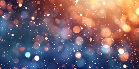 Abstract blue and orange glitter bokeh background.