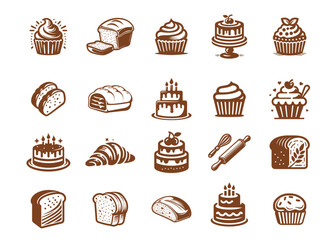 Bakery logo icons collection - vector illustration