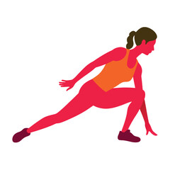 Woman workout at home vector silhouette illustration