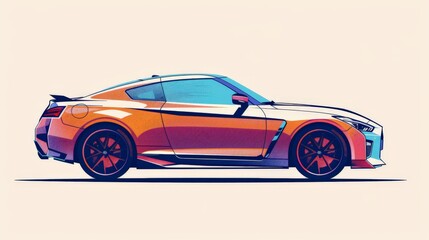 Obraz premium Car side view illustration on a white background. 