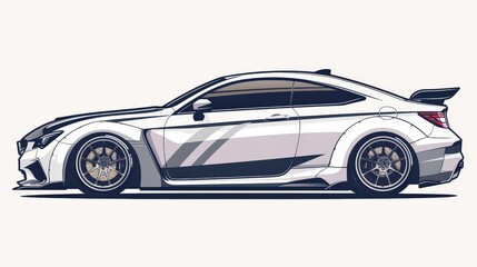 Fototapeta premium Car side view illustration on a white background. 