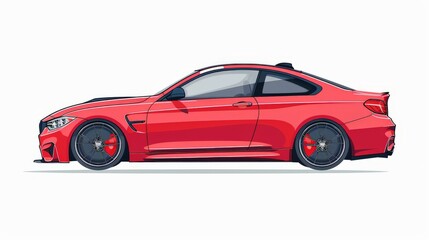 Fototapeta premium Car side view illustration on a white background. 