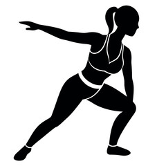 Woman workout at home vector silhouette illustration