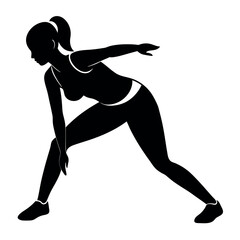 Woman workout at home vector silhouette illustration
