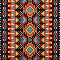Navajo tribal seamless pattern. Native American ornament. Ethnic South Western decor style. Boho geometric ornament. 